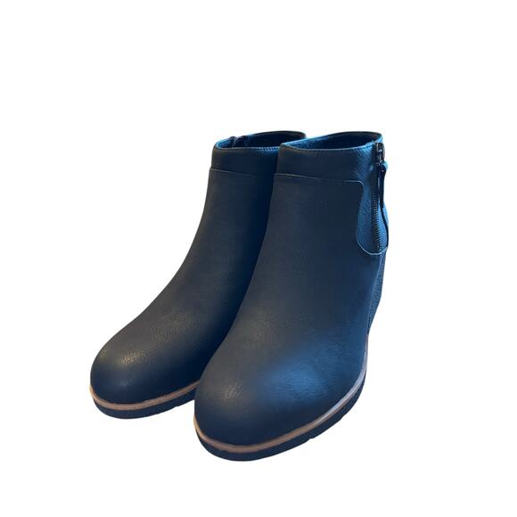 NIB Dr. Scholl's Been There Wedge Boots Women's Size 8.5 M Black Comfort Zip - Picture 3 of 12